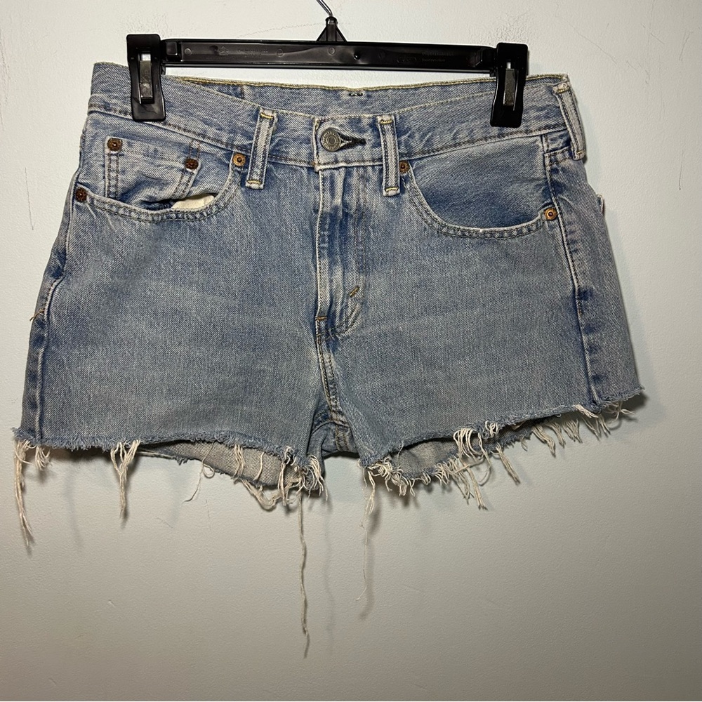 Levi’s 514 Hand-painted back Pockets Frayed Jean Shorts Size 29